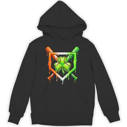 Baseball Drip Ice Cream St Patricks Day Shamrock Unisex Hoodie - Sportilla