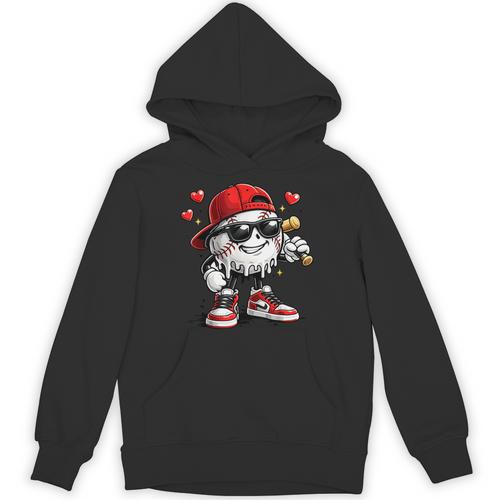 Baseball Drip Ice Cream Valentine’s Day Boys Kids Unisex Hoodie - Sportilla