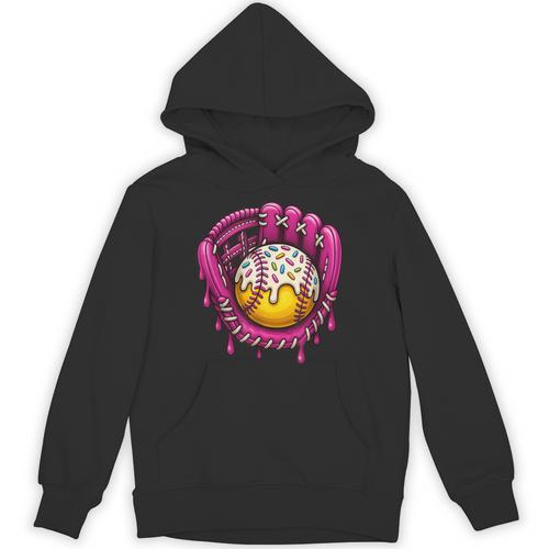 Baseball Drip Pink Glove Respect The Drip Youth Boys Girls Unisex Hoodie - Sportilla