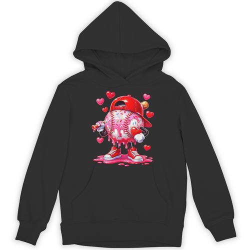 Baseball Drip Valentine Sports Vday Ice Cream Drip Heart Unisex Hoodie - Sportilla
