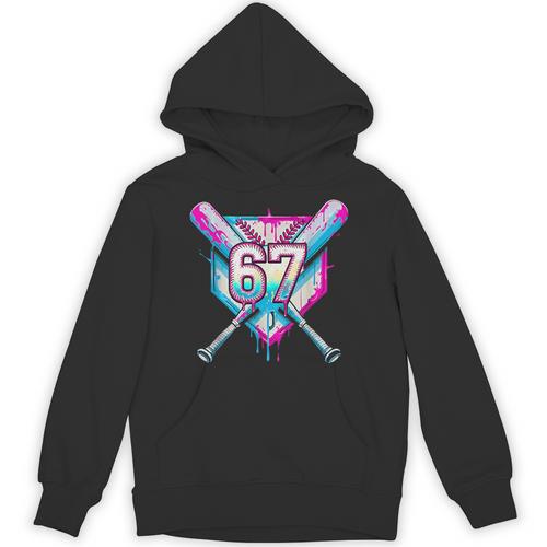 Baseball Dripping 67 Home Plate Six Seven Boy Kids Sports Unisex Hoodie - Sportilla