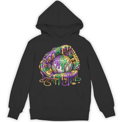 Baseball Glove Ice Cream Mardi Gras Dripping Boys Youth Kids Unisex Hoodie - Sportilla