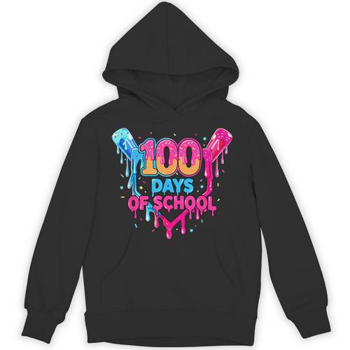 Baseball Ice Cream Drip 100 Days Of School Boys Girls 100th Unisex Hoodie - Sportilla