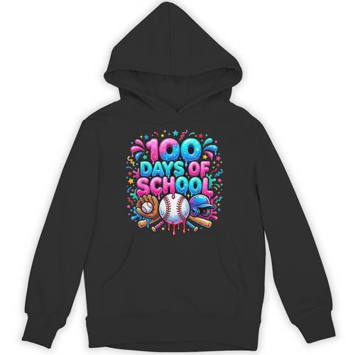 Baseball Ice Cream Drip 100 Days Of School Student Teacher Unisex Hoodie - Sportilla