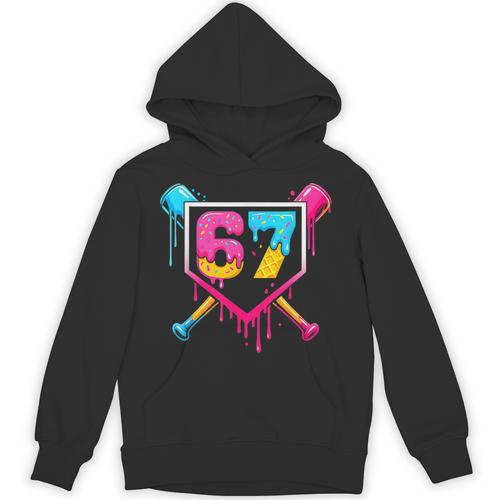 Baseball Ice Cream Drip 67 Meme Six Seven 67th Birthday Unisex Hoodie - Sportilla
