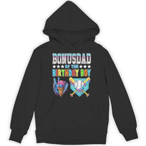 Baseball Ice Cream Drip Bonus Dad Of The Birthday Boy Unisex Hoodie - Sportilla