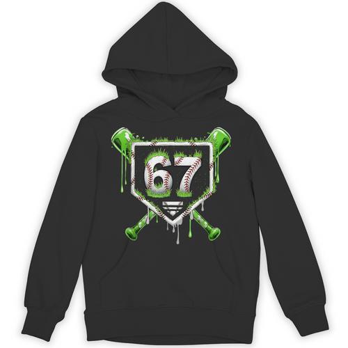 Baseball Ice Cream Drip Number 67 Player 67th Birthday Kids Unisex Hoodie - Sportilla