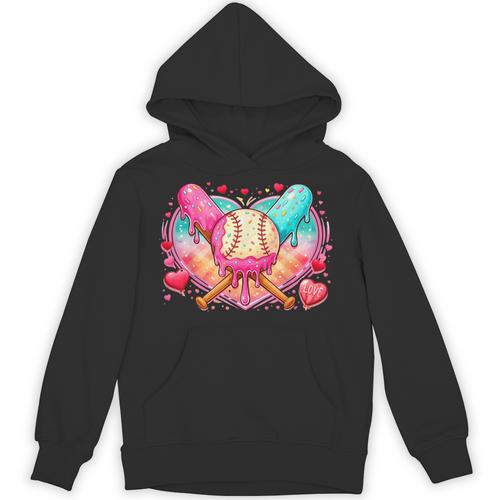Baseball Ice Cream Drip Style Melt Ice Cream Youth Boys Unisex Hoodie - Sportilla