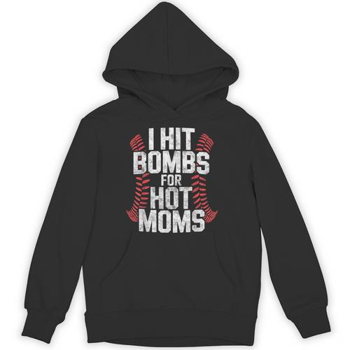 Baseball Joke Tee I Hit Bombs For Hot Moms Player Pitcher Unisex Hoodie - Sportilla