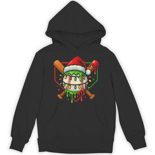 Baseball Lifestyle Apparel Youth Christmas Baseball Drip Unisex Hoodie - Sportilla