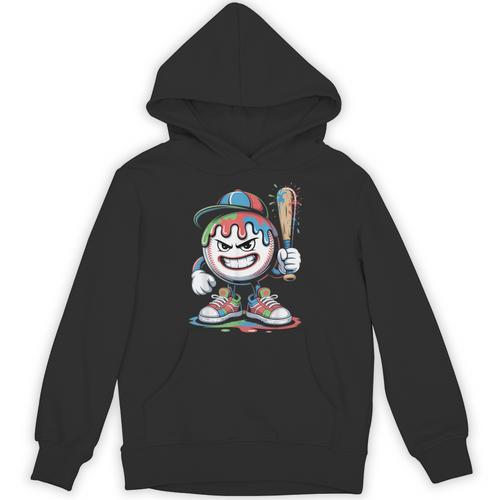 Baseball Mascot Attitude Graffiti Splash Bat Cap Unisex Hoodie - Sportilla