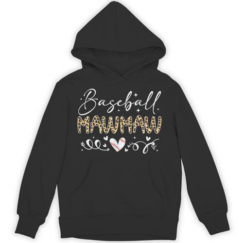 Baseball Mawmaw Leopard Baseball Heart Unisex Hoodie - Sportilla