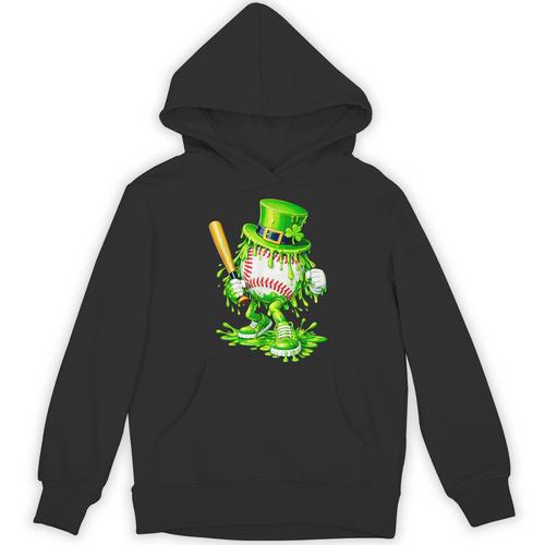 Baseball Player Ice Cream Drip Shamrocks St Patrick's Day Unisex Hoodie - Sportilla