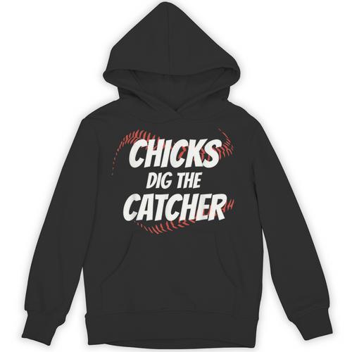 Baseball Seams Chicks Dig The Catcher Unisex Hoodie - Sportilla
