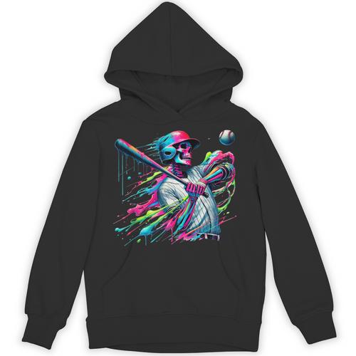Baseball Skeleton Ice Cream Drip Baseball Boys Youth Unisex Hoodie - Sportilla