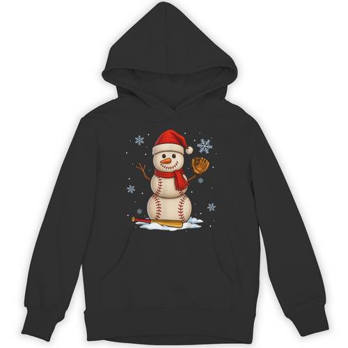 Baseball Snowman Merry Christmas Holiday Sports Xmas Pajamas Unisex Hoodie - Sportilla