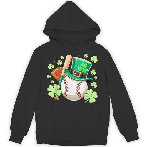 Baseball St Patricks Day Lucky Baseball Player Shamrock Unisex Hoodie - Sportilla