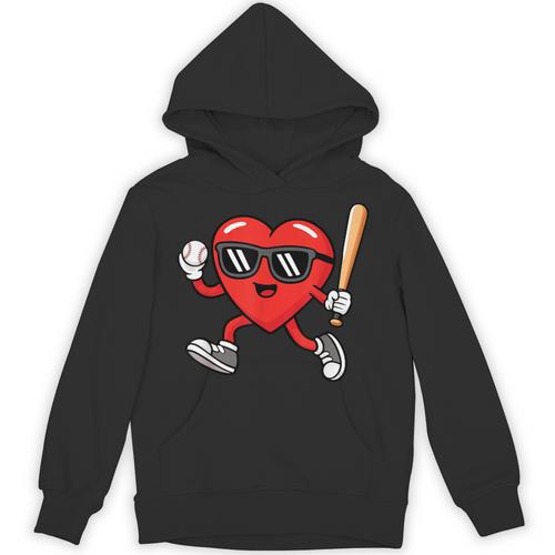 Baseball Valentines Day Heart Boys Sports Love Unisex Hoodie - Sportilla