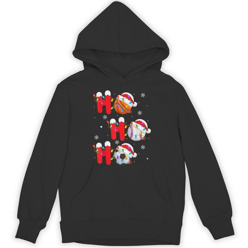 Basketball Baseball Soccer Christmas Ho Ho Ho Santa Xmas Unisex Hoodie - Sportilla