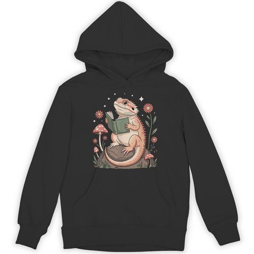 Bearded Dragon Cottagecore Reading Book Unisex Hoodie - Bookorys AU