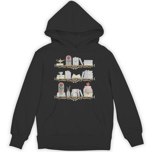 Belle Inspired Book Shelf Art Rose Book Lover For Women Unisex Hoodie - Bookorys DE