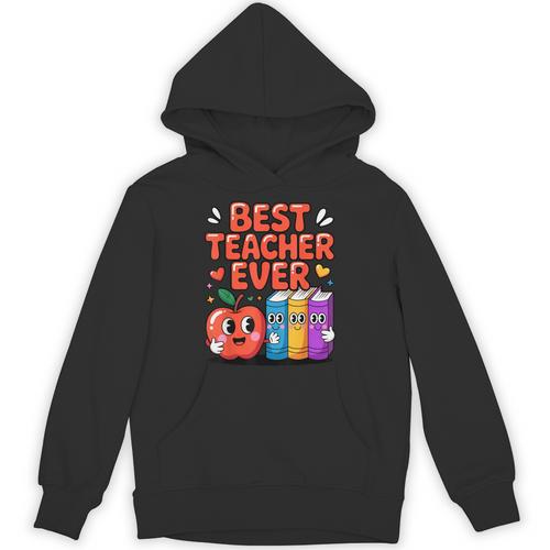 Best Teacher Ever Cute Apple Books School Classroom Vibes Unisex Hoodie - Bookorys CA