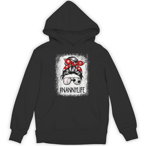 Bleached Nanny Life Soccer Messy Bun Baseball Game Day Unisex Hoodie - Sportilla