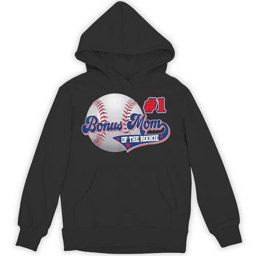 Bonus Mom Rookie Of Year 1st Birthday Baseball Theme Unisex Hoodie - Sportilla