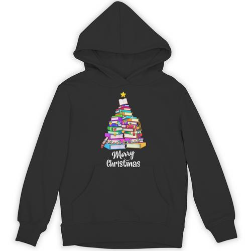 Book Christmas Tree Xmas Lights Librarian Merry Christmas Unisex Hoodie - Bookorys DE