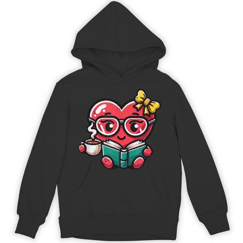 Book Coffee Valentines Cute Heart Lover Women Girl Unisex Hoodie - Bookorys