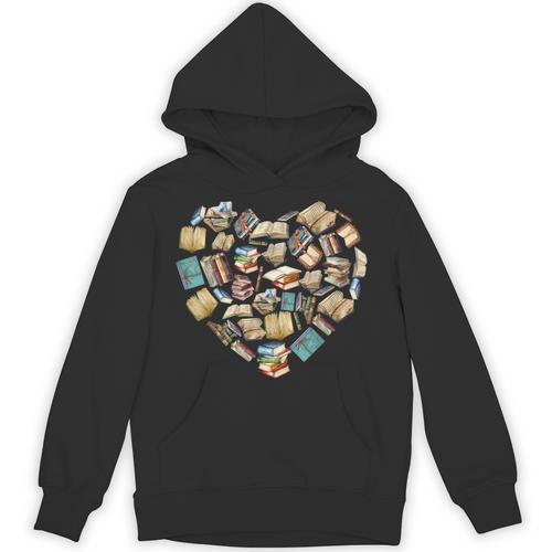 Book Lover Heart Shape Valentines Day Librarian Squad Gift Unisex Hoodie - Bookorys DE