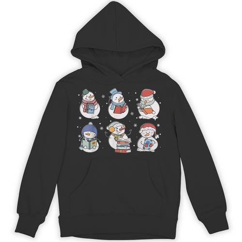Book Lover Teacher Snowman Reading Books Christmas Winter Unisex Hoodie - Bookorys