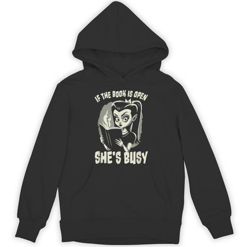 If The Book Is Open She's Busy Witch Goth Girl Loves To Read Unisex Hoodie - Bookorys CA