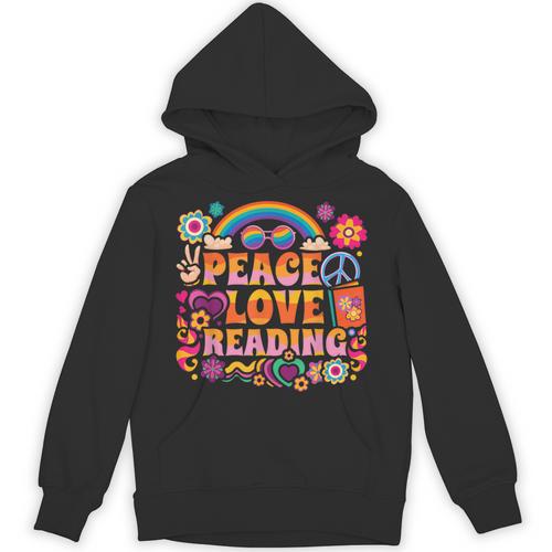 Book Peace Bookworm Hippie Rainbow Peace Sign Unisex Hoodie - Bookorys UK