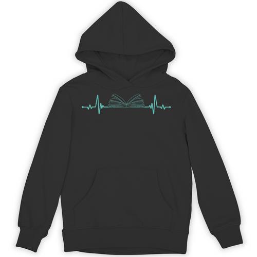 Book Reader Heartbeat Shirt Reading Lover Bookworm Unisex Hoodie - Bookorys CA