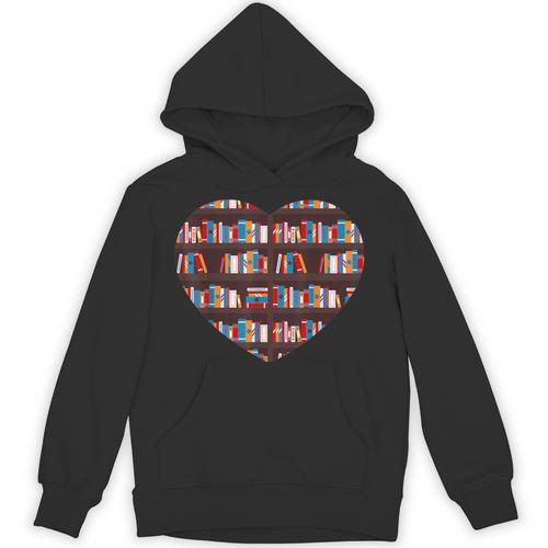 Book Reading Club Librarian Library Love Heart Tee Unisex Hoodie - Bookorys AU