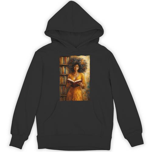 Bookish Melanin Afro Girl Reading Book Bookstore Woman Unisex Hoodie - Bookorys UK