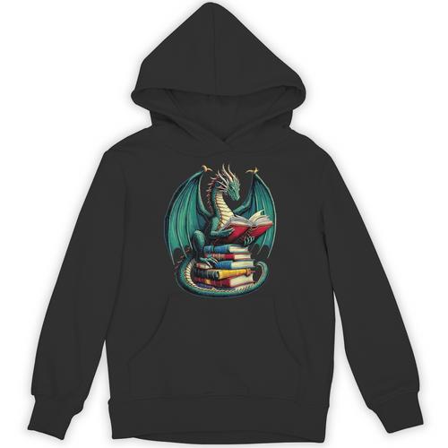 Books Dragon Reading Book Lover Unisex Hoodie - Bookorys AU