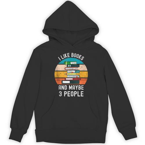 I Like Books And Maybe 3 People Vintage Retro Book Lover Unisex Hoodie - Bookorys