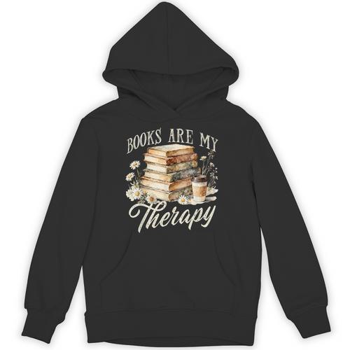 Books Are My Therapy Floral Book Lover Reading Bookworm Nerd Unisex Hoodie - Bookorys AU