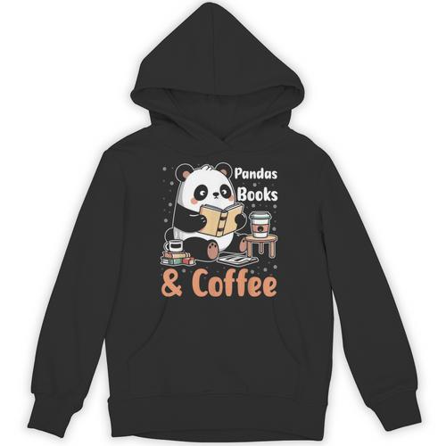 Books Reading Reader Panda Panda Books And Coffee Unisex Hoodie - Bookorys UK