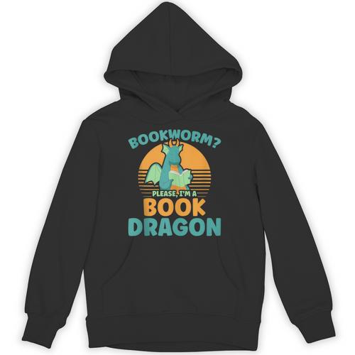 Bookworm Kids Dragon Lover Book Reader Fun Unisex Hoodie - Bookorys AU