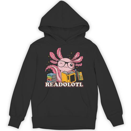 Bookworm Readolot Mexican Salamander Book Reading Axolotl Unisex Hoodie - Bookorys