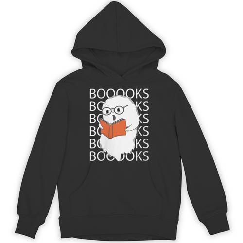 Booooks Cute Ghost Reading Books Halloween For Teacher &Kids Unisex Hoodie - Bookorys