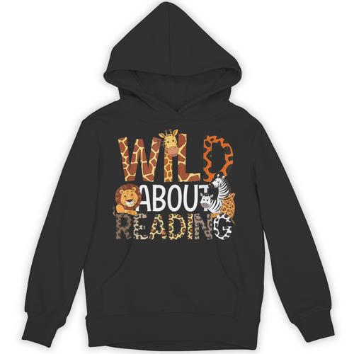 Boys Animal Print Clothes Wild About Reading Cheetah Book Unisex Hoodie - Bookorys CA