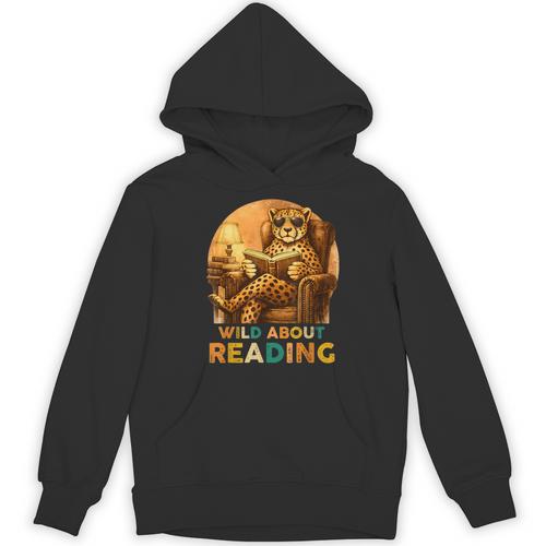 Boys Animal Wild About Reading Cheetah Book Unisex Hoodie - Bookorys CA