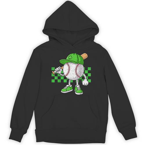 Boys St Patricks Day Baseball Player Pitcher Coach Kids Unisex Hoodie - Sportilla