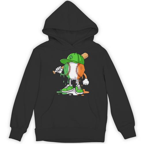 Boys St Patricks Day Kids Baseball Player Ice Cream Drip Unisex Hoodie - Sportilla