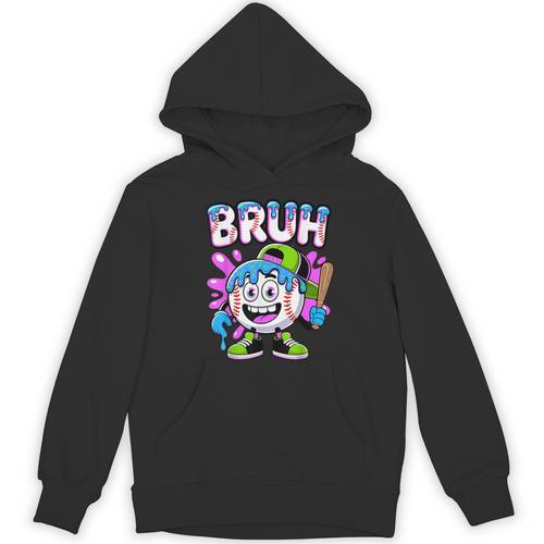 Bruh Baseball Drip Boys Youth Ice Cream Dripping Baseball Unisex Hoodie - Sportilla