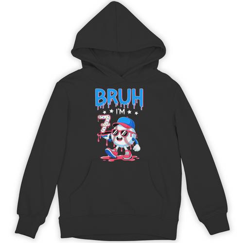 Bruh I'm 7 Baseball Ice Cream Drip It's My 7th Birthday Unisex Hoodie - Sportilla